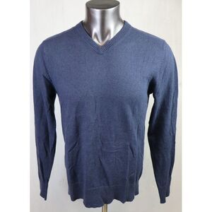 Mens The North Face V Neck Blue Sweater‎ Wool Cotton Blend Size M Long Sleeve
